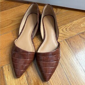 J. Crew Brown Croc-Embossed Flats